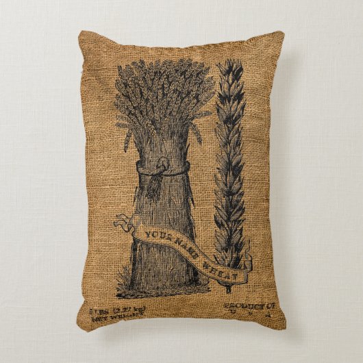 ヴィンテージ素朴バフェイクラップ小麦サックテンプレート2 アクセントクッション (正面(垂直))