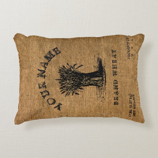 ヴィンテージ素朴バフェイクラップ小麦サックテンプレート アクセントクッション (正面)