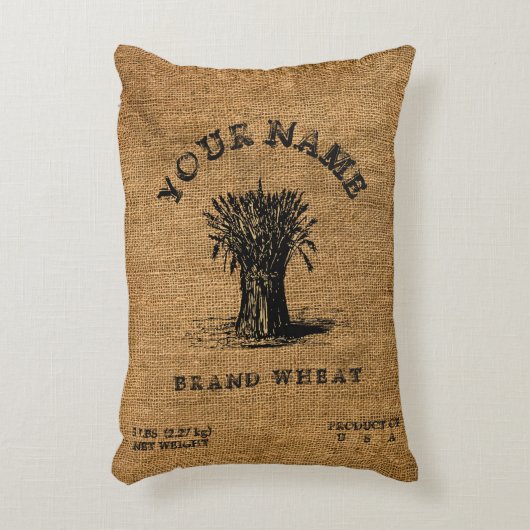 ヴィンテージ素朴バフェイクラップ小麦サックテンプレート アクセントクッション (正面(垂直))