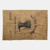 ヴィンテージ素朴バフェイクラップ小麦サックテンプレート キッチンタオル (横)