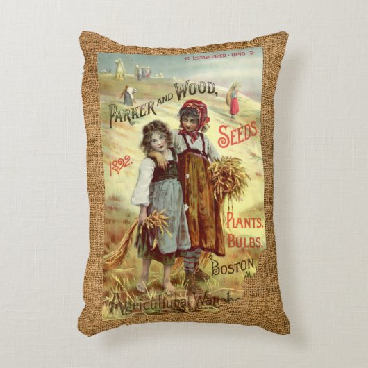 ヴィンテージ素朴バフェイクラップ小麦シードテンプレート アクセントクッション (正面(垂直))