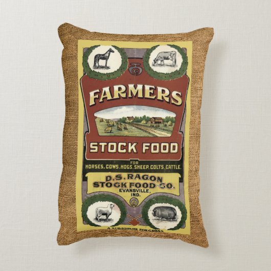 ヴィンテージ素朴バフェイクラップ食べ物を与えサックテンプレート アクセントクッション (裏面(縦))