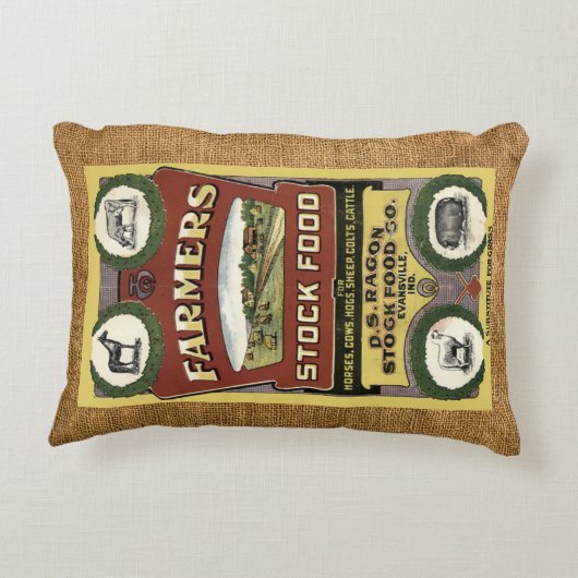 ヴィンテージ素朴バフェイクラップ食べ物を与えサックテンプレート アクセントクッション (裏面)