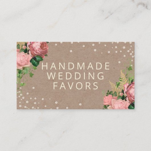 ヴィンテージ素朴バラクラフト手作り結婚式の引き出物 名刺 (正面)