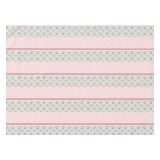 ヴィンテージ素朴バラ水玉模様ファームハウスピンク テーブルクロス (正面(横))