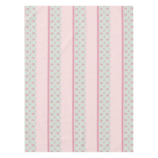 ヴィンテージ素朴バラ水玉模様ファームハウスピンク テーブルクロス (正面)