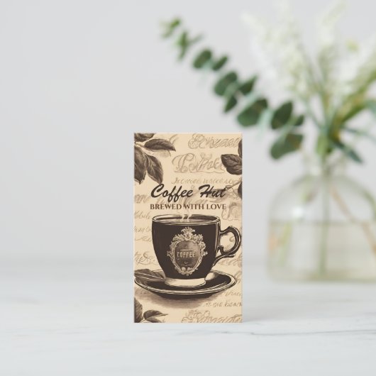 ヴィンテージ素朴バリスタコーヒーショップカフェ 名刺 (スタンド正面)