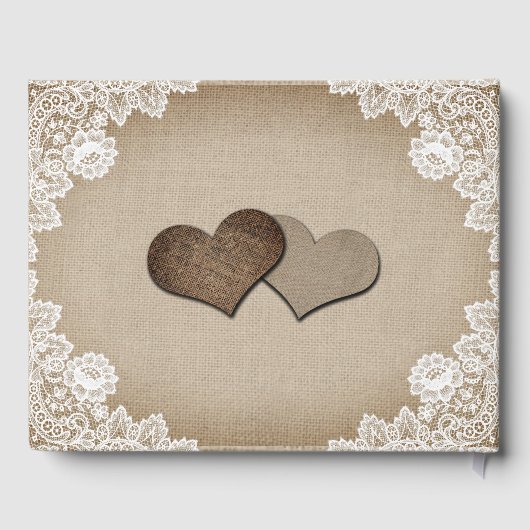 ヴィンテージ素朴バーラップとレースひまわり結婚の ゲストブック (裏面)