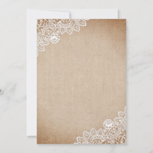 ヴィンテージ素朴バーラップホワイトレースヒマワリ結婚ーズ 招待状 (裏面)