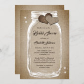 ヴィンテージ素朴バーラップメイソンジャーブライダルシャワー 招待状 (正面/裏面)