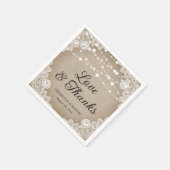 ヴィンテージ素朴バーラップレースの愛と感謝していの結婚 スタンダードカクテルナプキン (角)