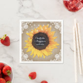 ヴィンテージ素朴バーラップレースひまわり結婚の スタンダードカクテルナプキン (インサイチュ)