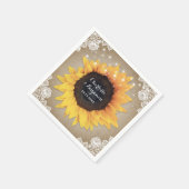 ヴィンテージ素朴バーラップレースひまわり結婚の スタンダードカクテルナプキン (角)