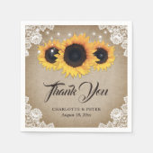 ヴィンテージ素朴バーラップレースひまわり結婚の スタンダードカクテルナプキン (正面)