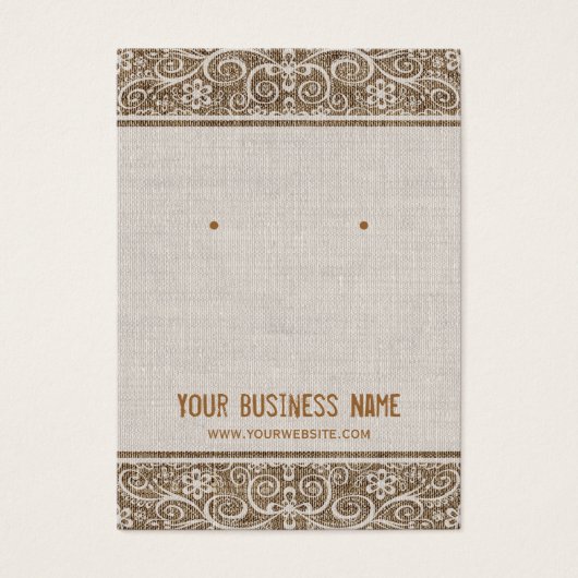 ヴィンテージ素朴バーラップレースイヤリングカード (正面)