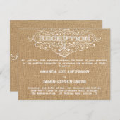 ヴィンテージ素朴バーラップ結婚式受付招待状 招待状 (正面/裏面)