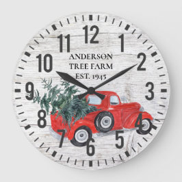 ヴィンテージ素朴バーンウッドレッドトラッククリスマスツリー ラージ壁時計