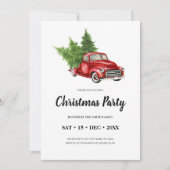 ヴィンテージ素朴パインツリーレッドトラッククリスマスパーティー 招待状 (正面)