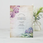 ヴィンテージ素朴パステルアジサイ花 招待状 (スタンド正面)