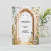 ヴィンテージ素朴パステルメドウワイルドフラワーガーデン 招待状 (スタンド正面)