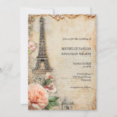 ヴィンテージ素朴パリエッフェルタワーデスティネーションズ 招待状 (正面)