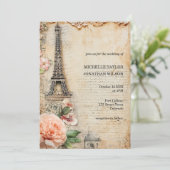 ヴィンテージ素朴パリエッフェルタワーデスティネーションズ 招待状 (スタンド正面)