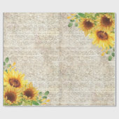 ヴィンテージ素朴ヒマワリオールドレターデコパージュ  ラッピングペーパー (フラット)