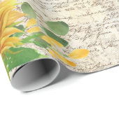 ヴィンテージ素朴ヒマワリオールドレターデコパージュ  ラッピングペーパー (ロールコーナー)