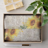 ヴィンテージ素朴ヒマワリ古い文字の切り離し 薄葉紙 (ギフト)