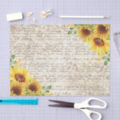 ヴィンテージ素朴ヒマワリ古い文字の切り離し 薄葉紙 (クラフト)