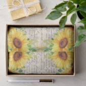 ヴィンテージ素朴ヒマワリ古い文字の切り離し 薄葉紙 (ギフト)