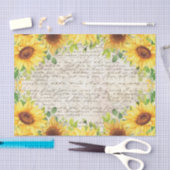 ヴィンテージ素朴ヒマワリ古い文字の切り離し 薄葉紙 (クラフト)