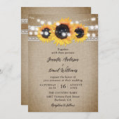 ヴィンテージ素朴ヒマワリ結婚ー 招待状 (正面/裏面)