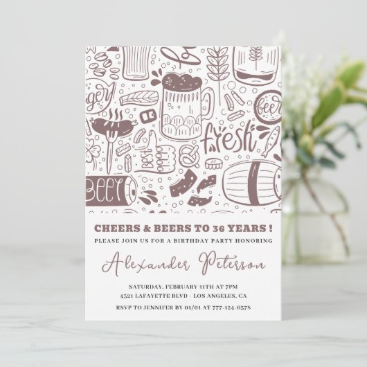 ヴィンテージ素朴ビアメンズ36歳の誕生日 招待状 (スタンド正面)