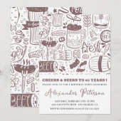 ヴィンテージ素朴ビアメンズ62歳の誕生日 招待状 (正面/裏面)