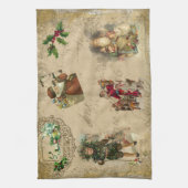 ヴィンテージ素朴ビクトリアンコラージュ キッチンタオル (縦)