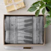 ヴィンテージ素朴ピアノブラック&ホワイトアンティーク写真 薄葉紙 (ギフト)