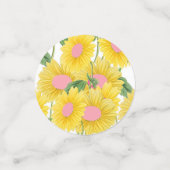 ヴィンテージ素朴ピンクひまわりモダン白 コンフェッティ (スモール正面)