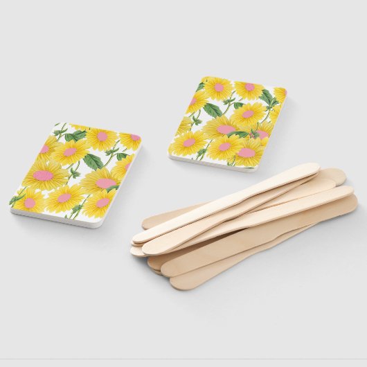 ヴィンテージ素朴ピンクひまわりモダン白 ハンドファン (組立なし)