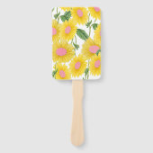 ヴィンテージ素朴ピンクひまわりモダン白 ハンドファン (正面)