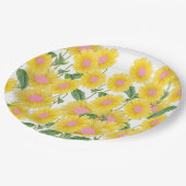 ヴィンテージ素朴ピンクひまわりモダン白 ペーパープレート (アングル)