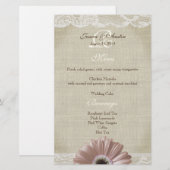 ヴィンテージ素朴ピンクデイジーとレースメニュー (正面/裏面)