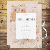 ヴィンテージ素朴ピンクフローラフレームブライダルシャワー 招待状