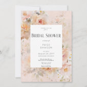 ヴィンテージ素朴ピンクフローラフレームブライダルシャワー 招待状 (正面)