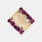 ヴィンテージ素朴ピンクフローラ蝶 スタンダードカクテルナプキン (角)