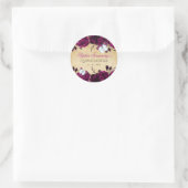 ヴィンテージ素朴ピンクフローラ蝶 ラウンドシール (バッグ)