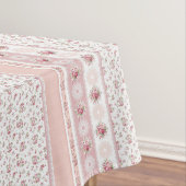 ヴィンテージ素朴ピンクローゼズファームハフランスのウス テーブルクロス (インサイチュ)