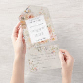 ヴィンテージ素朴ピンク赤面フローラフレームディナー オールインワン招待状 (貼ってはがせる)