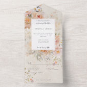 ヴィンテージ素朴ピンク赤面フローラフレームNoディナー オールインワン招待状 (内側)