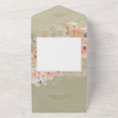 ヴィンテージ素朴ピンク&セージフローラフレームディナー オールインワン招待状 (外側)